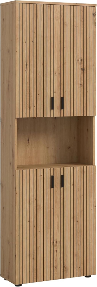 xonox. home – Badschrank Mone 60 x 192 x 30 cm in Korpus und Front Artisan Oak Nachbildung – holzfarbener Badschrank Hochschrank für Badezimmer – modern & platzsparend Bild 1