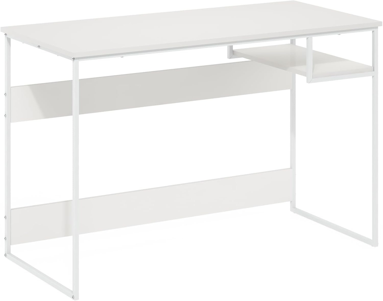 Furinno Moretti Modern Lifestyle-Studienschreibtisch, 114cm breit, Solides Weiß/Weiß Bild 1