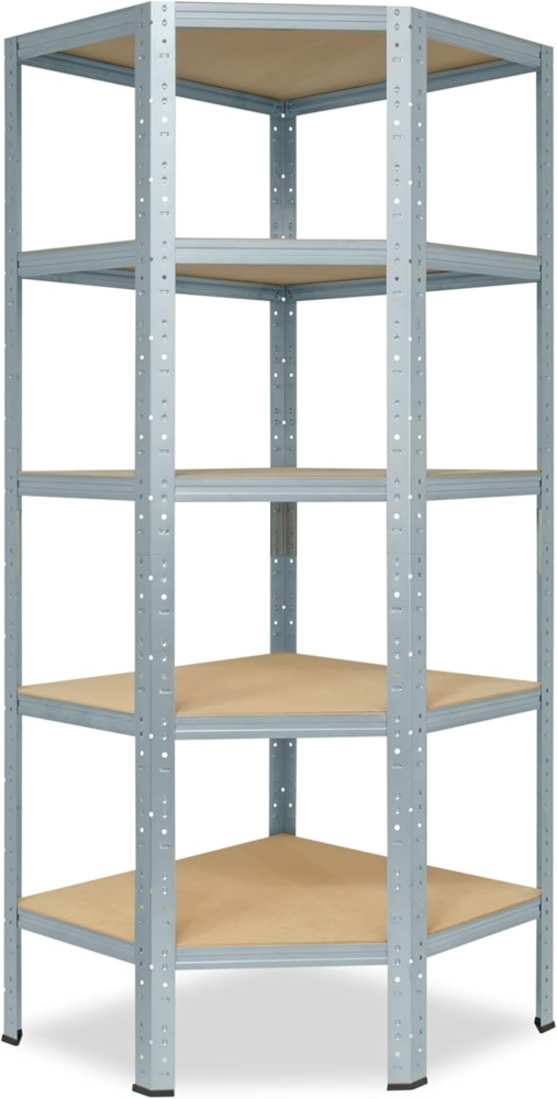 shelfplaza HOME 200x90x60 cm Eckregal in grau-verzinkt mit 5 Böden und 175 kg Traglast pro Boden Bild 1