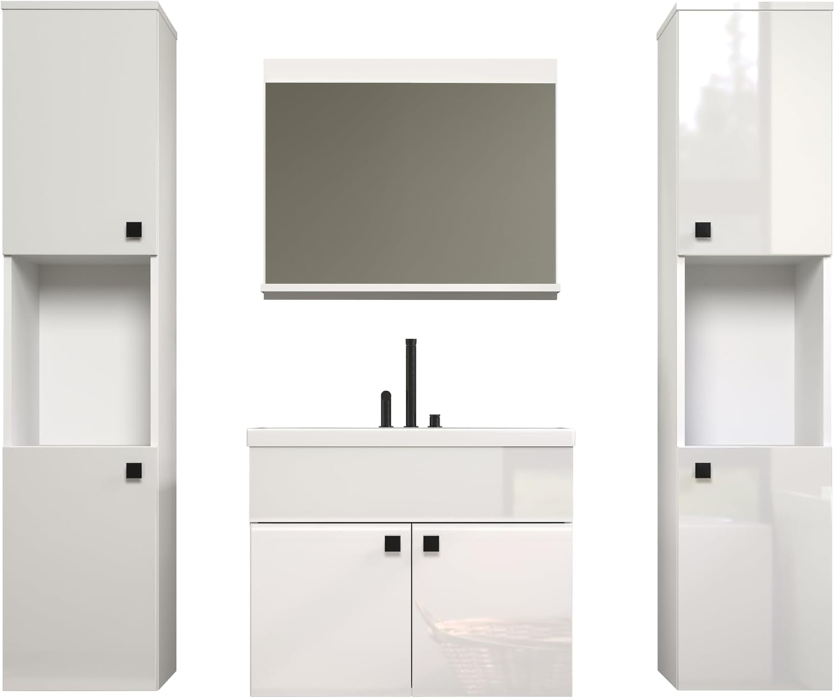 Badmöbel Set Haven in weiß Hochglanz Lack 150 cm Bild 1