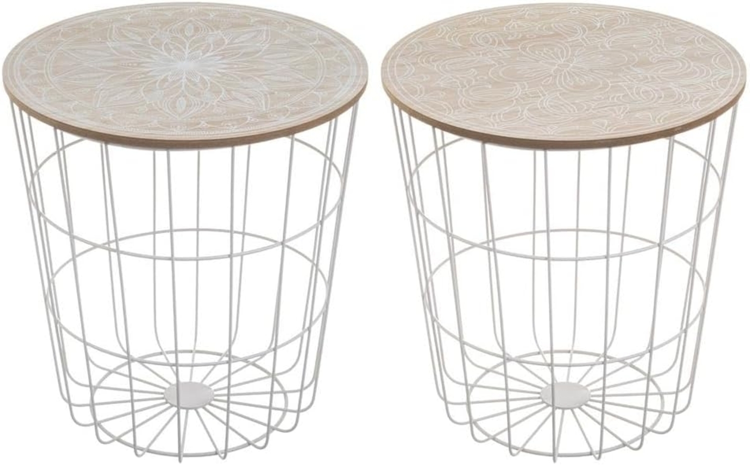 Set mit 2 Beistelltischen aus Metall und MDF in Weiß Bild 1