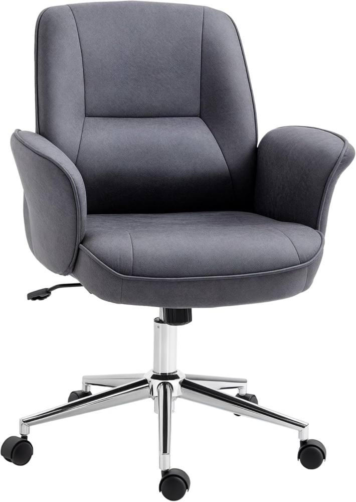 Vinsetto Bürostuhl Schreibtischstuhl höhenverstellbarer Drehstuhl ergonomischer Arbeitsstuhl mit Wippenfunktion modern schick Belastbar bis 120 kg Mikrofaser Dunkelgrau 67 x 69 x 92-102 cm Bild 1