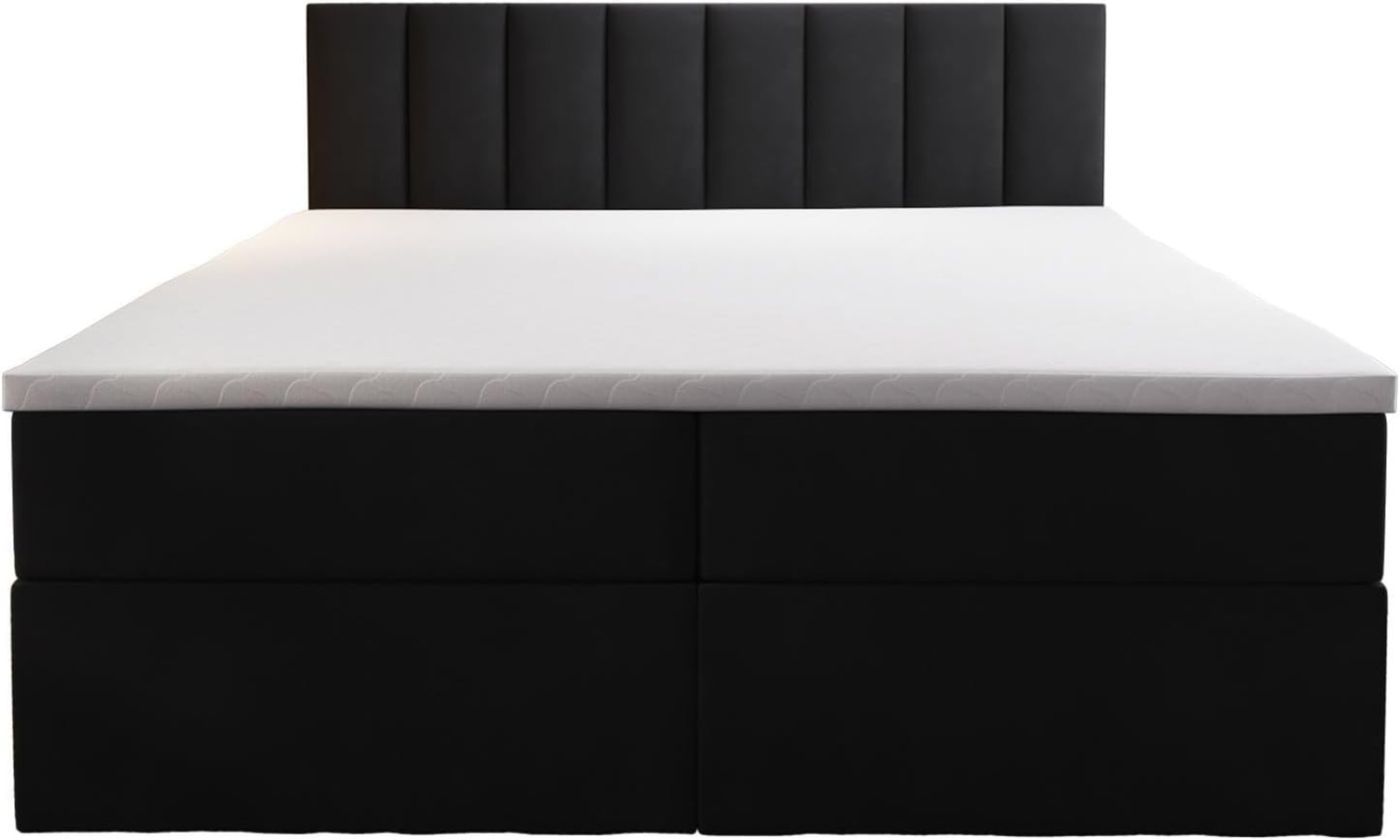 Palermo Boxspringbett mit Bettkästen H3 Matratze mit Topper (Schwarz, 140x200 cm) Bild 1