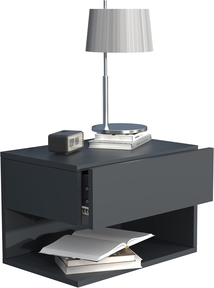 VCM Nachttisch Usal 918310 Anthrazit H. 30 x B. 45 x T. 32 cm Bild 1