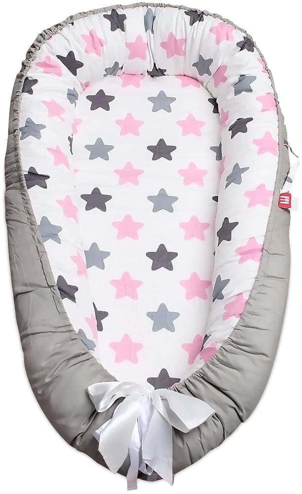 SONARIN Babynest babynestchen 100% Baumwolle,multifunktionales Kuschelnest für Babys,hypoallergen, mit Kissen, tragbar,Nestchen Reisebett für Babys und Säuglinge(Stern-Rosa) Bild 1