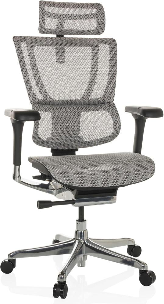 hjh OFFICE Bürostuhl ERGOHUMAN Slim I Netz ergonomischer Bürosessel mit Flexibler Lordosenstütze, Hellgrau, 652289 Bild 1