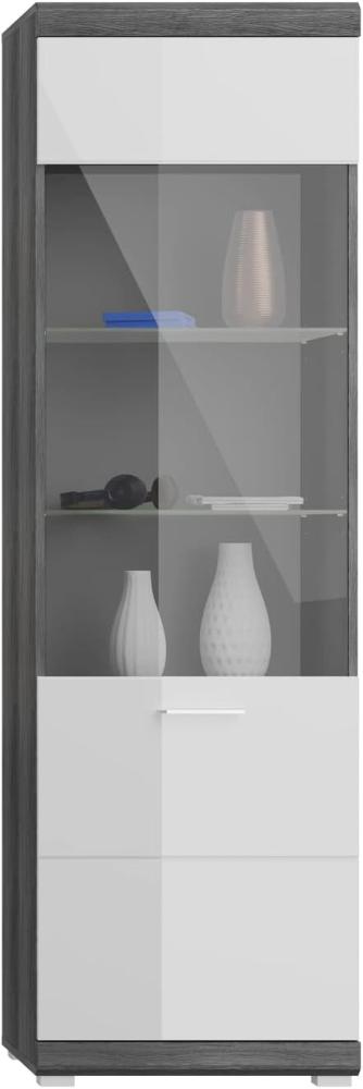Vitrine Scout in weiß Hochglanz und Rauchsilber grau 57x184 cm Bild 1