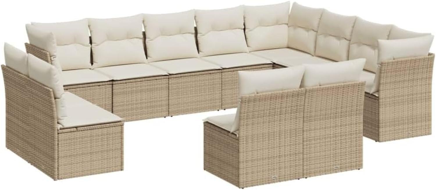 vidaXL 12-tlg. Garten-Sofagarnitur mit Kissen Beige Poly Rattan 3218468 Bild 1