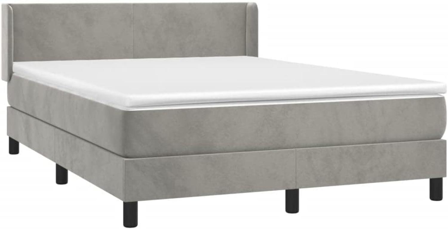 vidaXL Boxspringbett mit Matratze Hellgrau 140x200 cm Samt 3130841 Bild 1