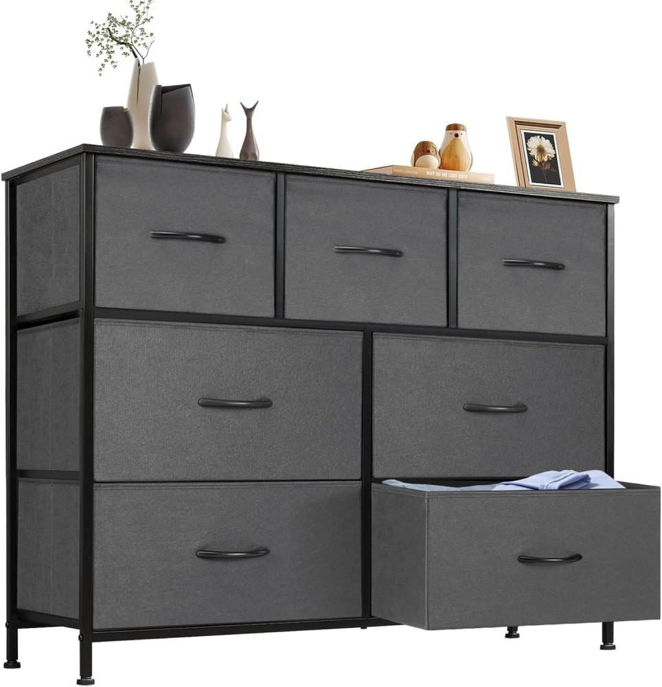 DUMOS Kommode mit Schubladen - kommoden & Sideboards für Schlafzimmer Geeignet, Komodenschrank mit 7 Schubladen, Stoffkommode mit Stabilem Stahlrahmen, Ideal für Schlafzimmer, Wohnzimmer Bild 1