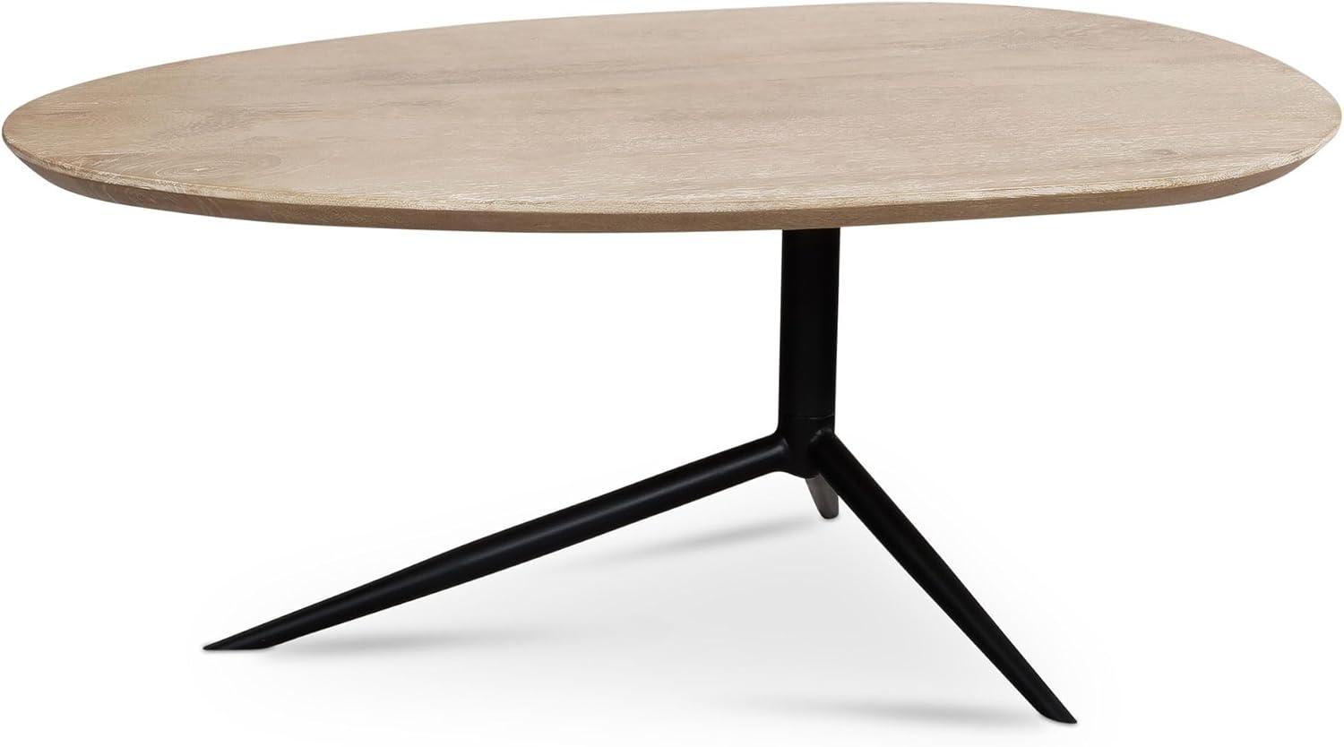 FINEBUY Couchtisch FB102788 (86,5 cm Sofatisch Mango Massivholz Weiß getüncht), Wohnzimmertisch Kaffeetisch, Tisch Wohnzimmer Bild 1