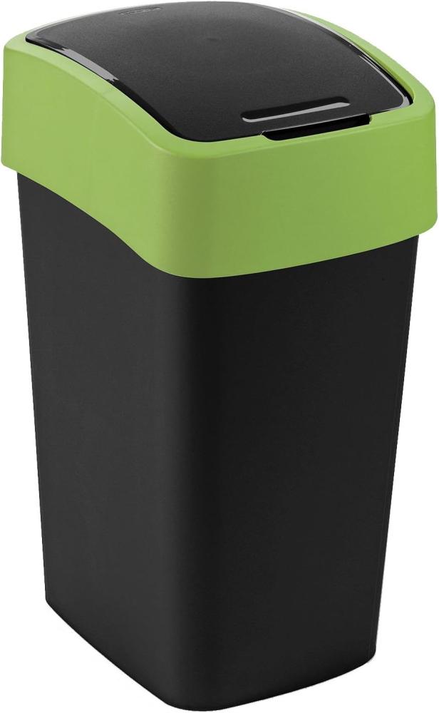 Curver Mehrzweck-Abfallbehälter Flip 25L in schwarz-grün, Plastik, 34 x 26 x 47 cm Bild 1
