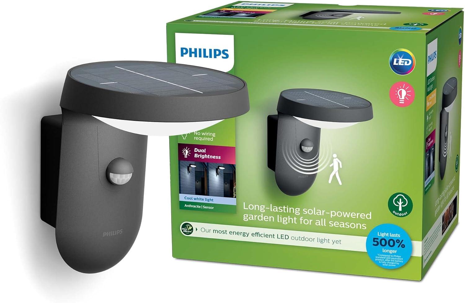 Philips Wandleuchte Tyla, 4000K, 1x9W, Bewegungsmelder, Anthrazit Bild 1