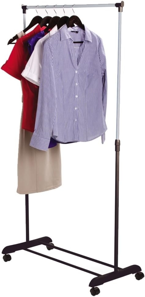 Home Vida Kleiderständer, einzelne Kleiderstange, verstellbar, Metall, silberfarben, 160.0 x 42.0 x 81.0 Bild 1