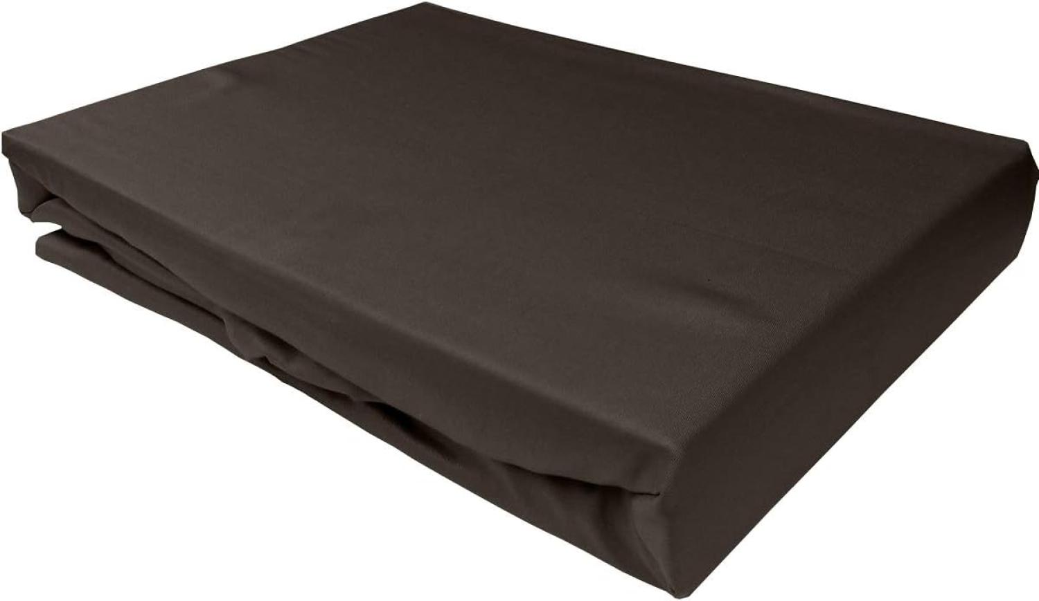 Bettwaesche-mit-Stil Mako-Satin Spannbettlaken Espresso Braun 140x200cm Höhe 5-10cm Bild 1
