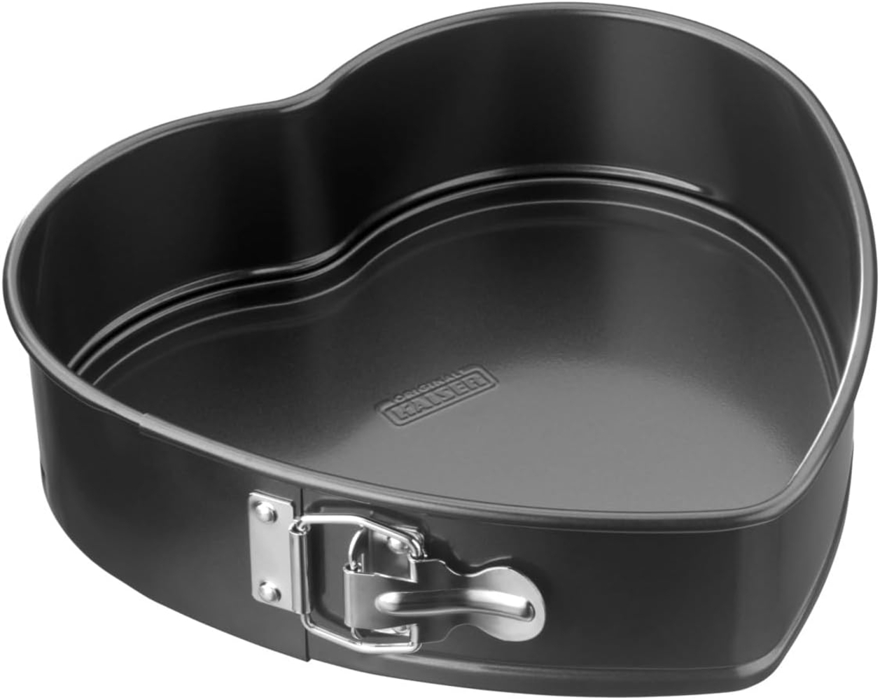 Original Kaiser Classic Springform- Herzbackform 25 x 26 x 7 cm, Herz-Springform antihaftbeschichtet, Kuchenform Herz auslaufsicher, gleichmäßige Bräunung, Backform Herz, Schwarz Bild 1