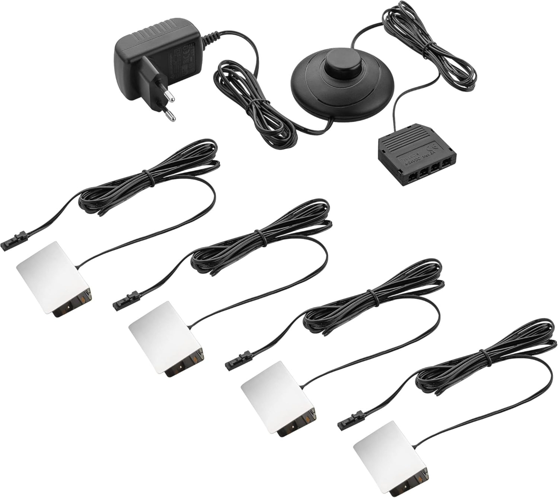 SEBSON Aufbauleuchte LED Vitrinenbeleuchtung 4er Set 12V - Glaskantenbeleuchtung warmweiß Bild 1