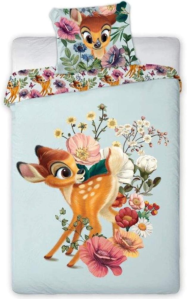 Disney BabybettwÃ¤sche Bambi mit Blumen und Schmetterlingen 100x135 cm 100% Baumwolle Bild 1