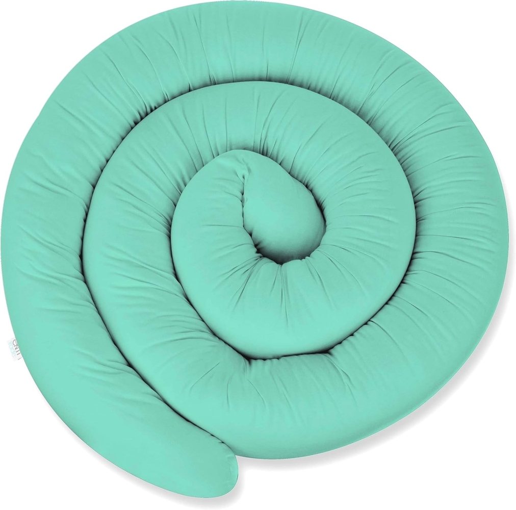 ekm trade XXXL 400 cm Bettschlange für Allergiker Bettkissen Stillkissen Bettrolle Zierkissen Bettumrandung Schlange Handmade 100% Baumwolle (26 – Minze, 400 cm) Bild 1