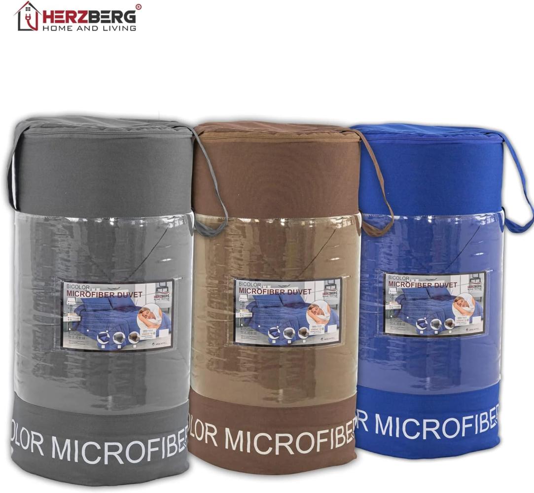 Herzberg HG-2420BCO: Zweifarbige Mikrofaser-Bettdecke - 240x200 cm Grau Bild 1