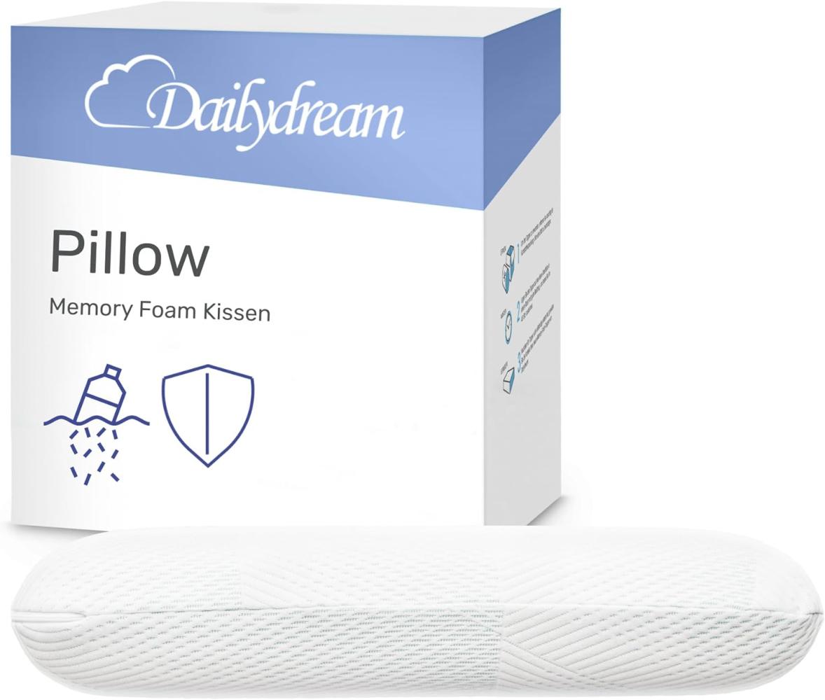 Dailydream Memory Foam Kissen, ergonomisches Nackenstützkissen mit Anti-Virus Bezug, 60x40x12 cm, Weiß Bild 1