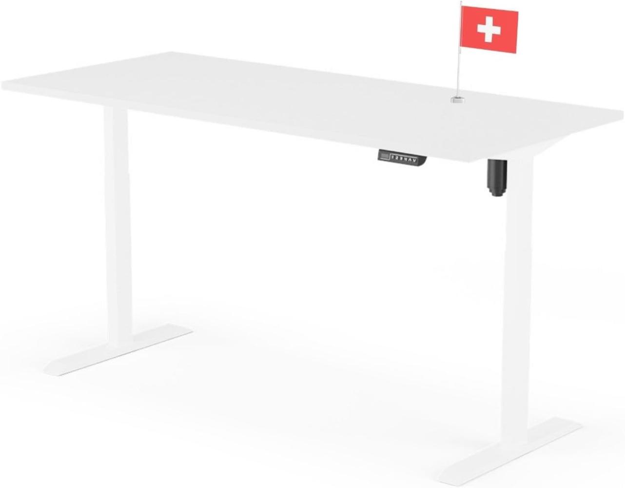 elektrisch höhenverstellbarer Schreibtisch ECO 180 x 80 cm - Gestell Weiss, Platte Weiss Bild 1