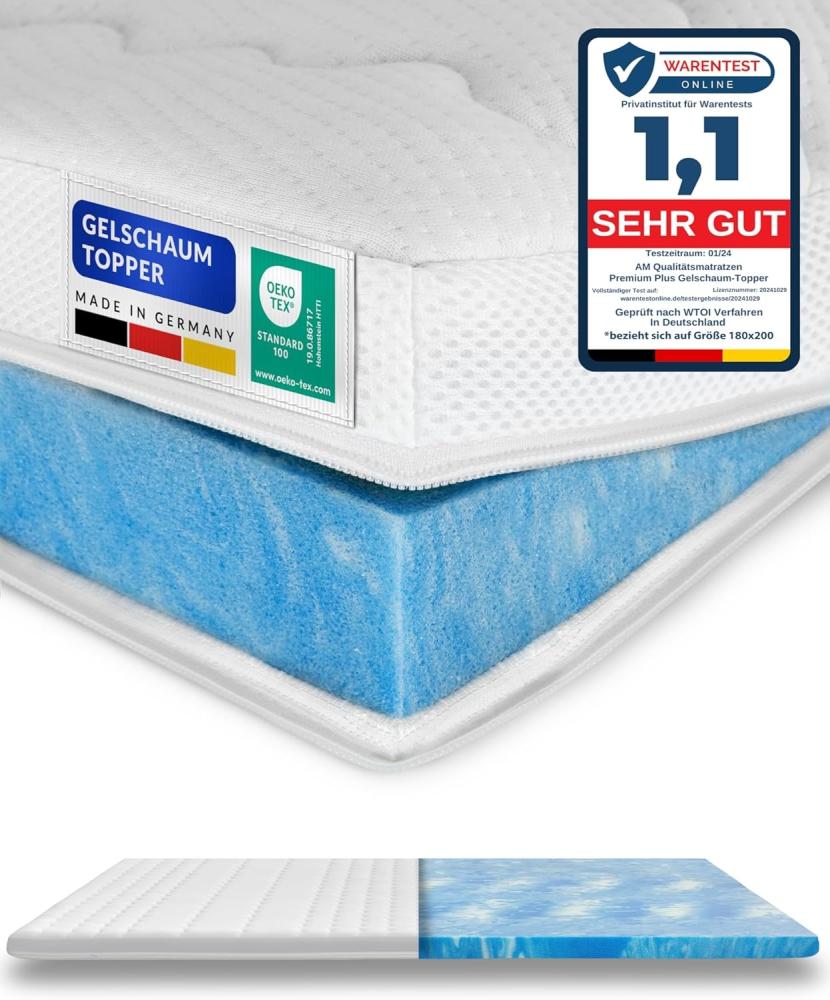 AM Qualitätsmatratzen, Topper Gelschaum-Topper in Premiumhöhe, Memory Foam Topper für Boxspringbett, 8 cm hoch, Gelschaum, 80x200 cm Bild 1