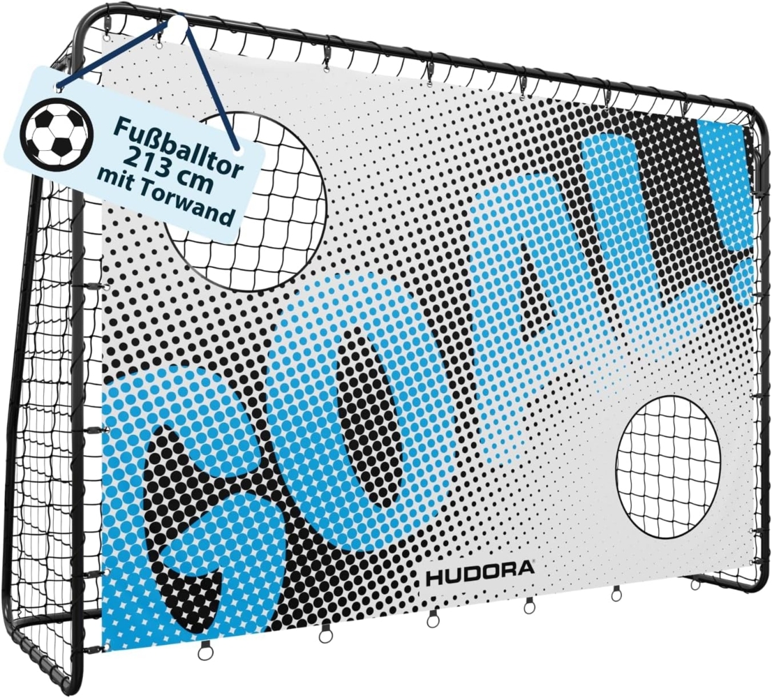 Hudora 'Trainer' Fußballtor mit Torwand, Motiv 'Goal', Stahl schwarz, 213 x 152 x 76 cm Bild 1