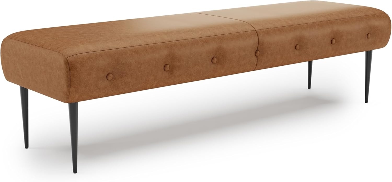 CAVADORE Sitzbank Amba, Trendige Polsterbank 3-sitzig für Küche, Esszimmer oder Wohnküche / Küchenbank passend zum 3-Sitzer Amba / 159 x 52 x 54 / Hochwertiges Mikrofaser: Rot-Braun Bild 1