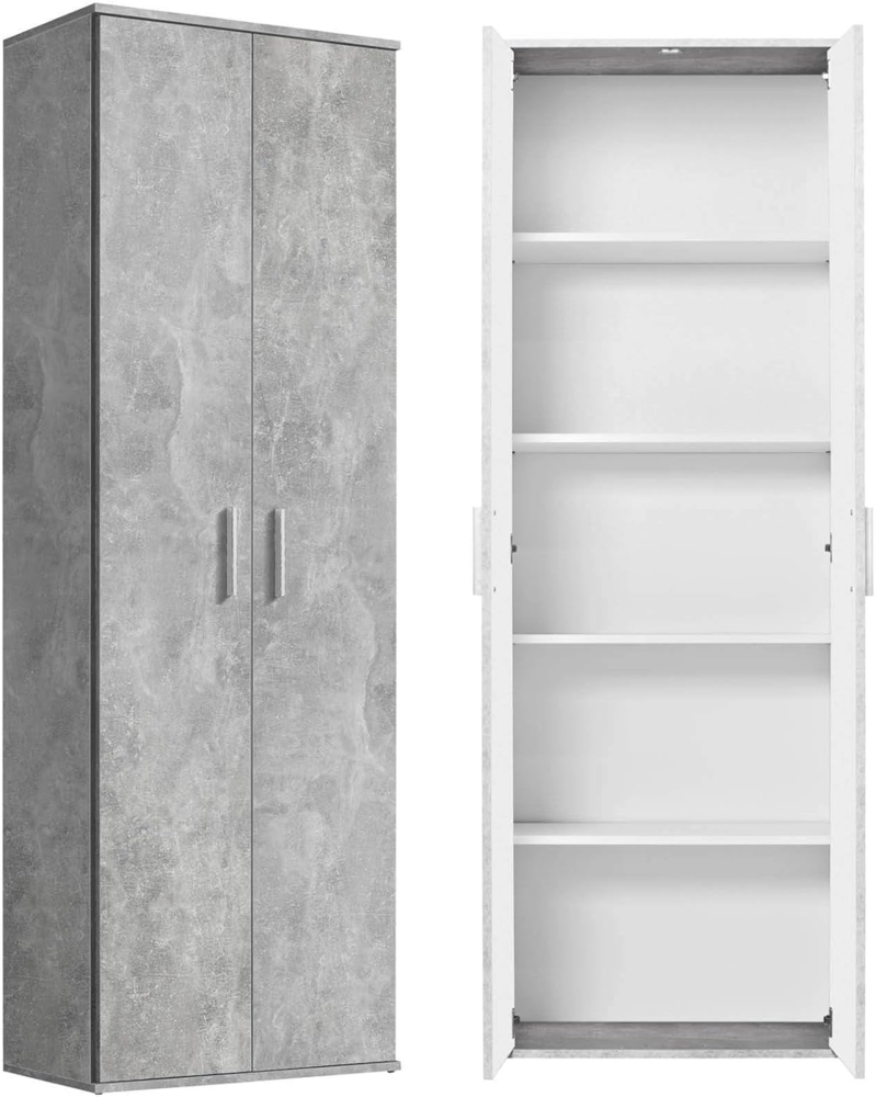 mokebo® Mehrzweckschrank 60cm Breite mit Einlegeböden 'Der Lange' moderner Aktenschrank in Grau aus Holz, Schrank & Haushaltsschrank | 60 x 180 x 34 (B/H/T in cm) | Betonoptik Bild 1