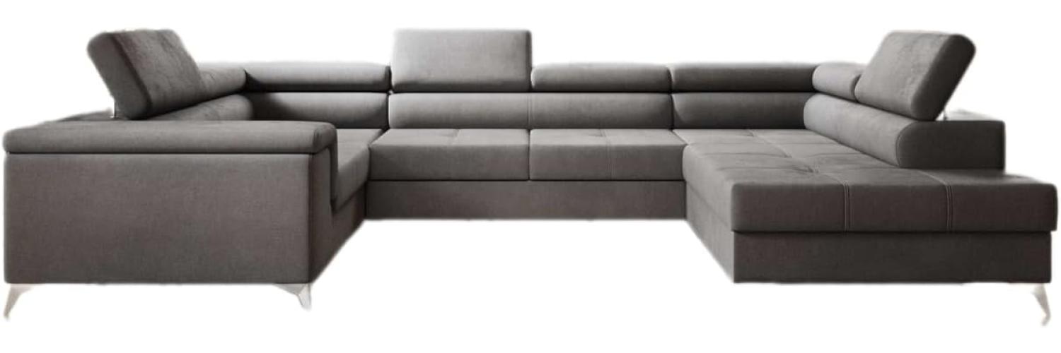 Designer Sofa Torino mit Schlaf- und Klappfunktion Samt Grau Rechts Bild 1