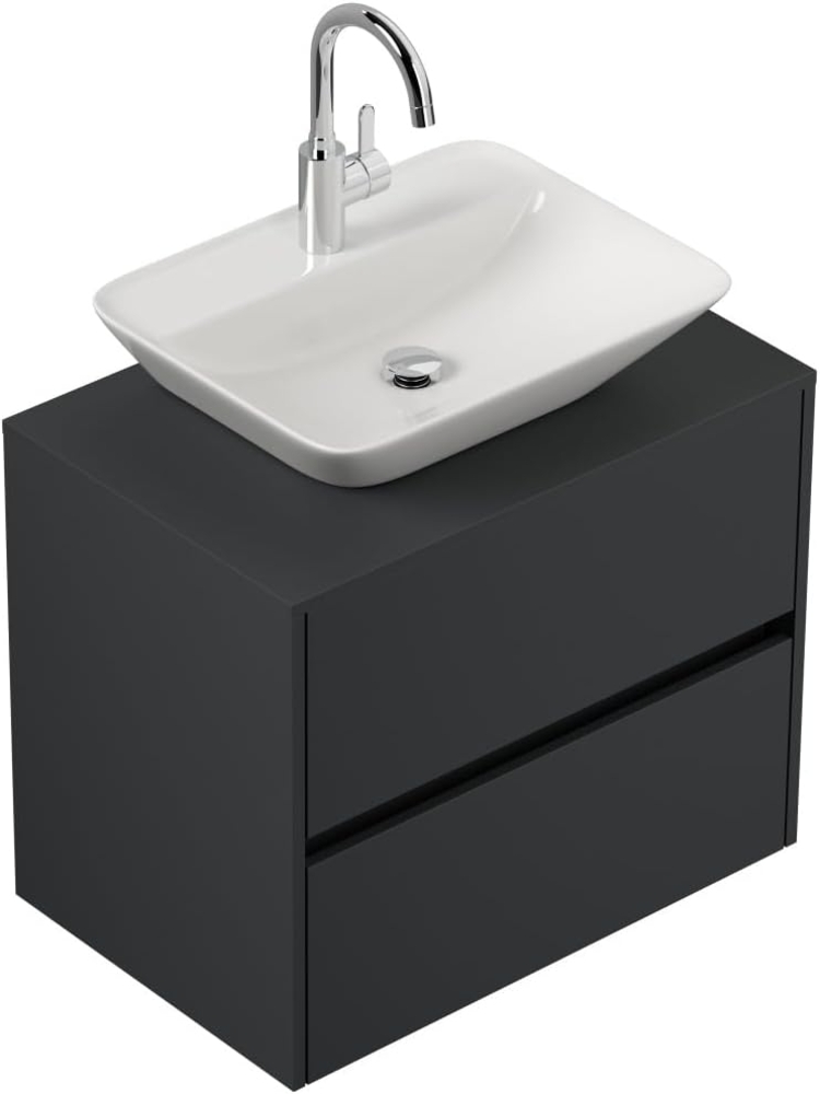 Badmöbel Taifun 80cm mit modernem Aufsatzwaschbecken grafit : Grafit Bild 1
