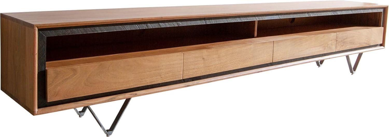 TV-Board Stonegrace Akazie Natur 240 cm 2 Fächer 4 Schubladen Steinfurnier V-Fuß Lowboard Bild 1