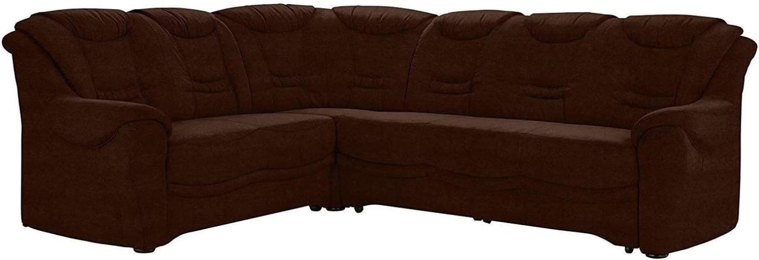 Cavadore Ecksofa Bansa mit Federkern / Polstercouch im klassischen Design / 265 x 94 x 215 / Mikrofaser Braun Bild 1