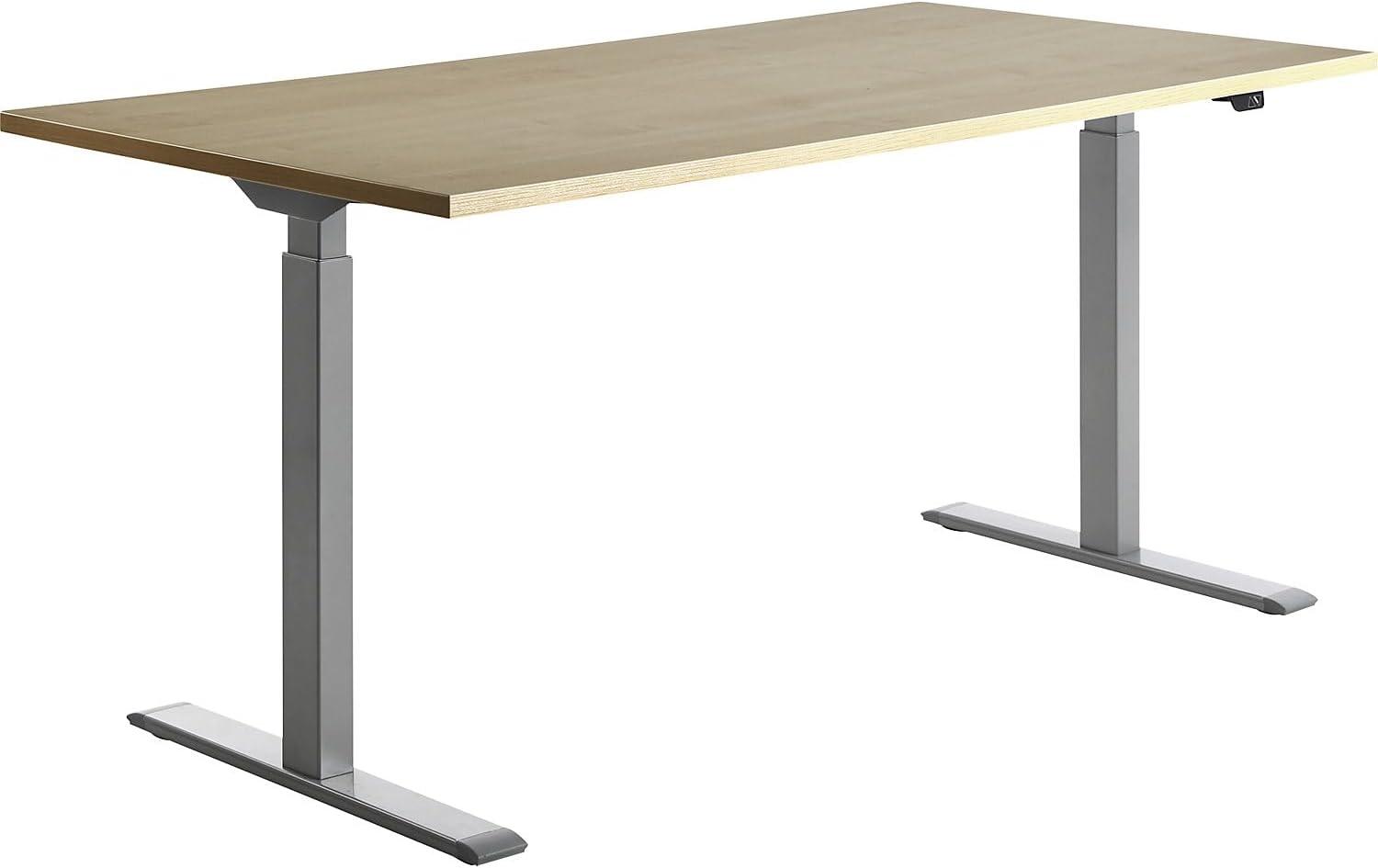 TOPSTAR | Schreibtisch | elektrisch höhenverstellbar | BxT 1600 x 800 mm | Platte Ahorn-Dekor | Gestell grau Bild 1