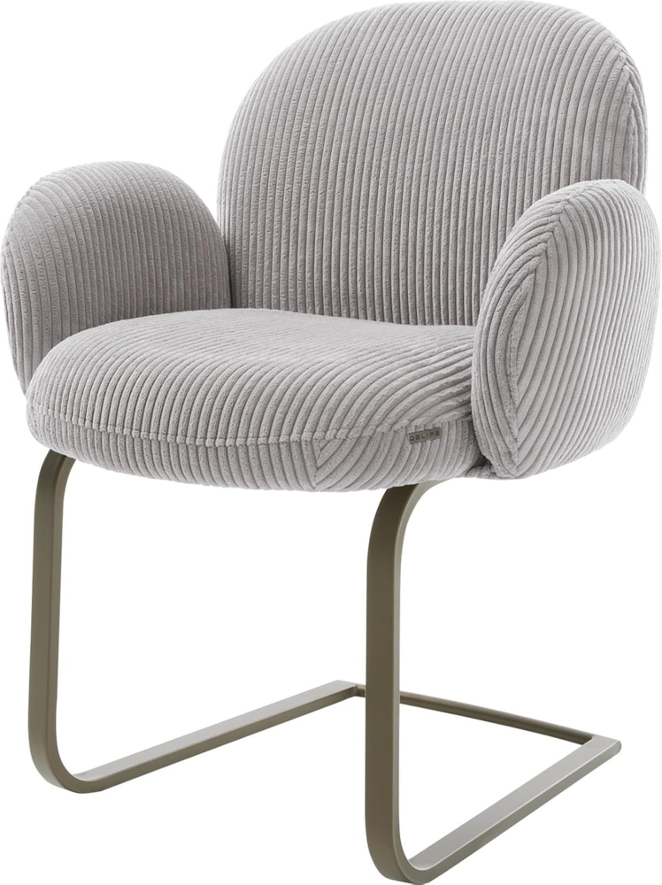 Freischwinger Nube-Flex mit Armlehnen Cord Silbergrau Freischwinger flach Effektfinish Titan Taschenfederkern Bild 1