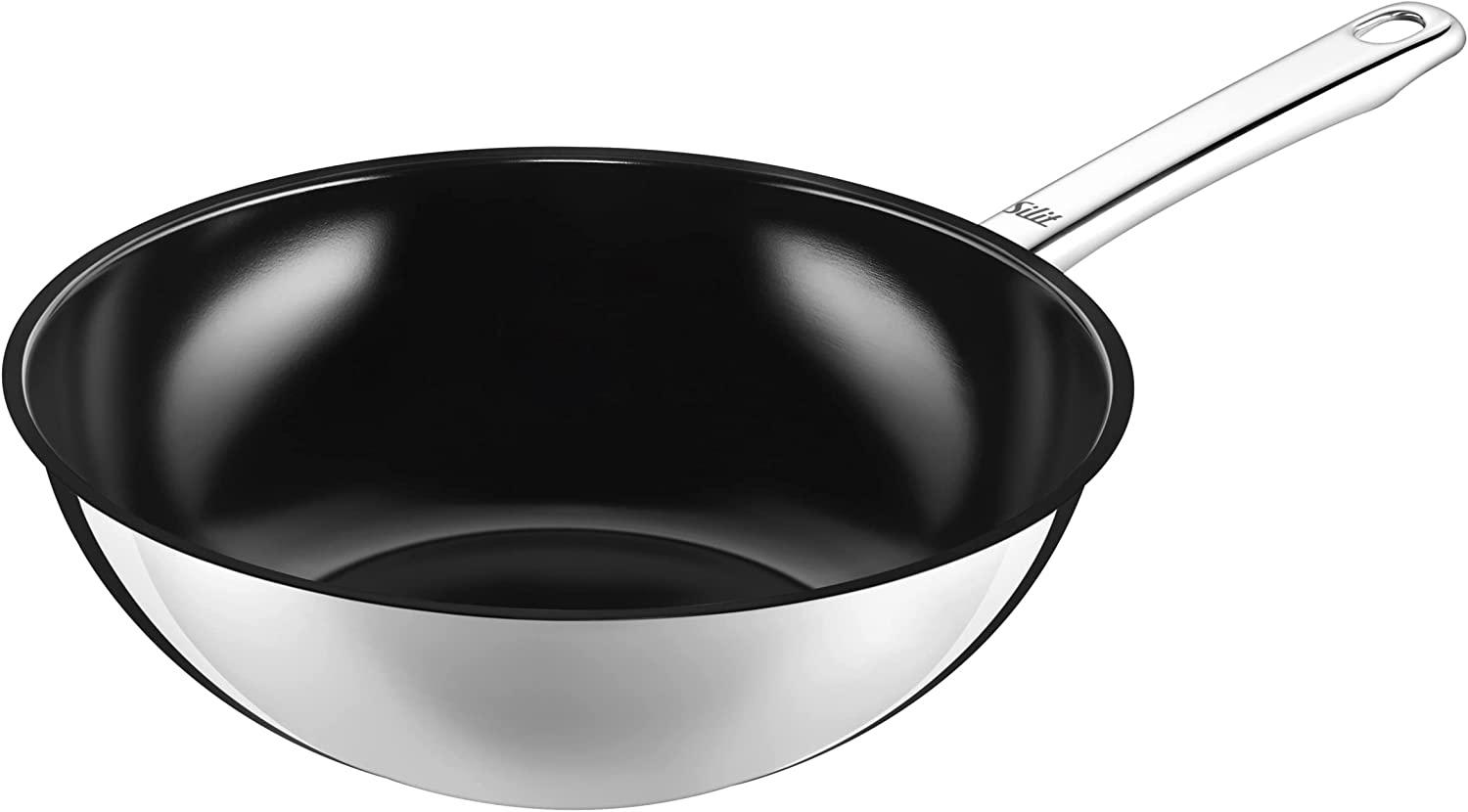 Silit Wuhan Wokpfanne Induktion 28 cm, Wok Edelstahl beschichtet, Wok Induktion, backofenfest Bild 1