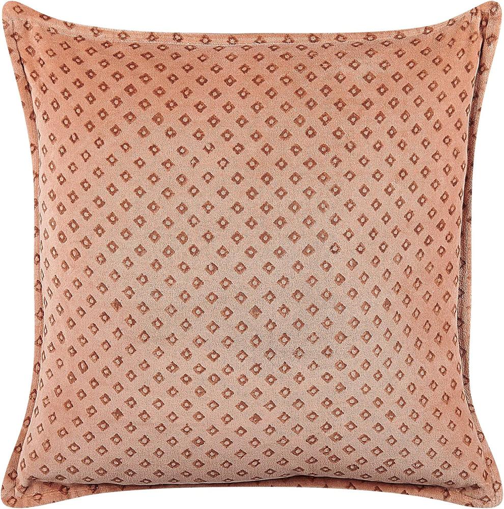 Dekokissen RHODOCOMA Baumwolle 45 x 45 cm Geometrisches Muster Blockdruck Rosa Bild 1