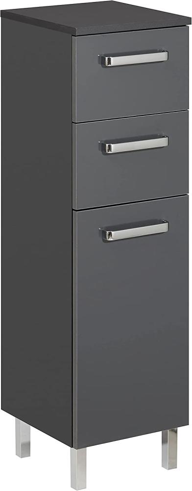 Pelipal Badezimmerschrank; 311 in Grau-Anthrazit, Glanz 30 cm breit | Badschrank; mit 1 Tür, 2 Schubkästen und 1 Glas-Einlegeboden Bild 1