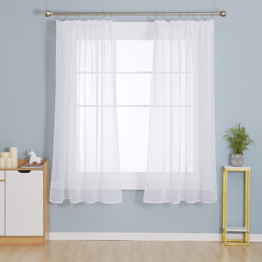 Deconovo Vorhang Gardinen Kräuselband Wohnzimmer Transparent Vorhänge für 2er Set, Store Bild 1