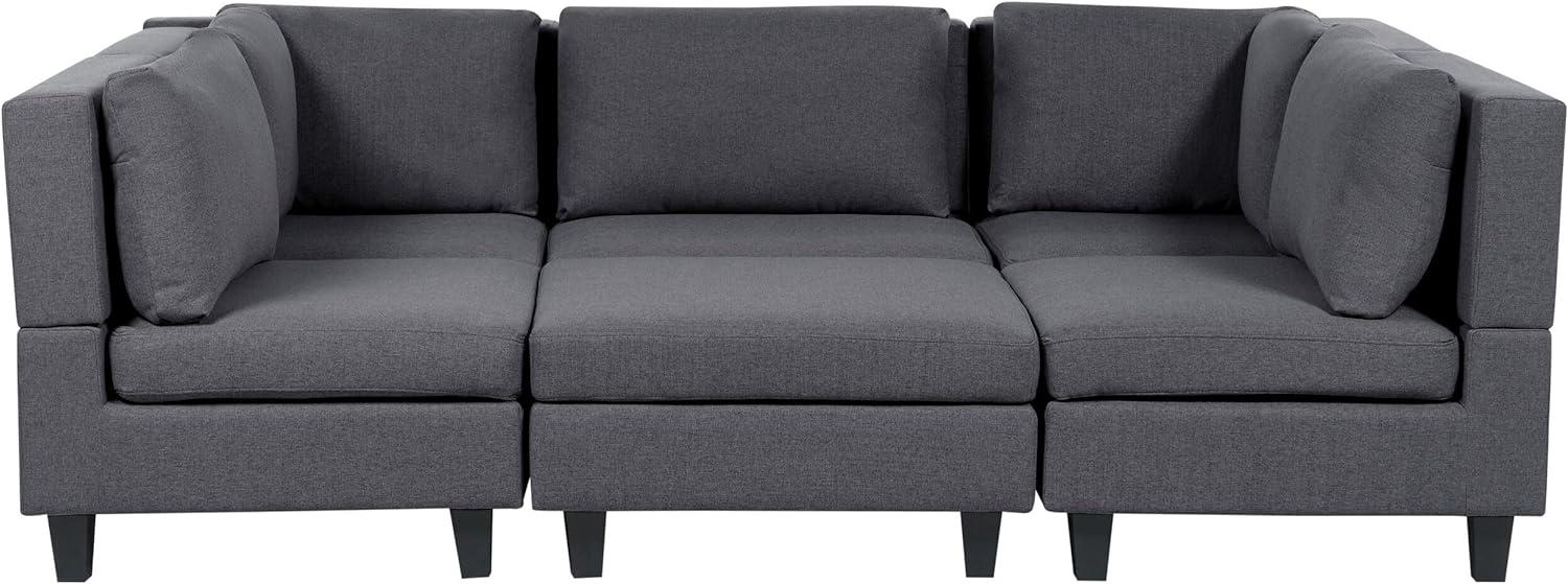 Beliani 'Unstad' Sofa, Dunkelgrau, Leinenoptik, 72 x 76 x 228 cm, mit Ottomane, U-Form Bild 1