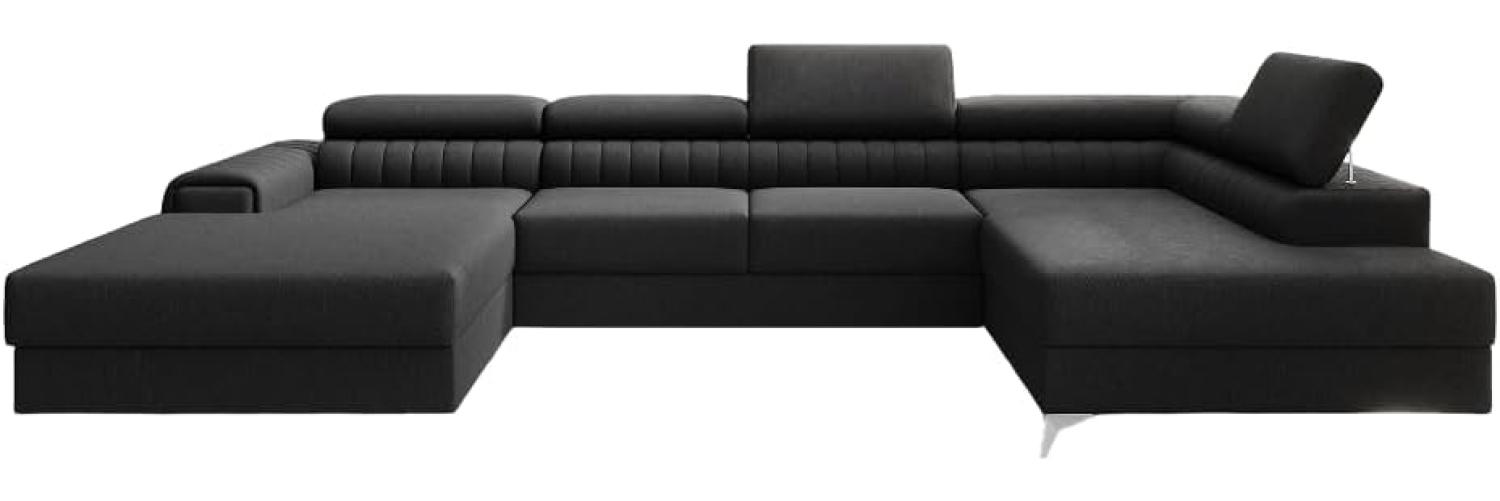 Designer Sofa Collina mit Schlaf- und Klappfunktion Stoff Schwarz Rechts Bild 1