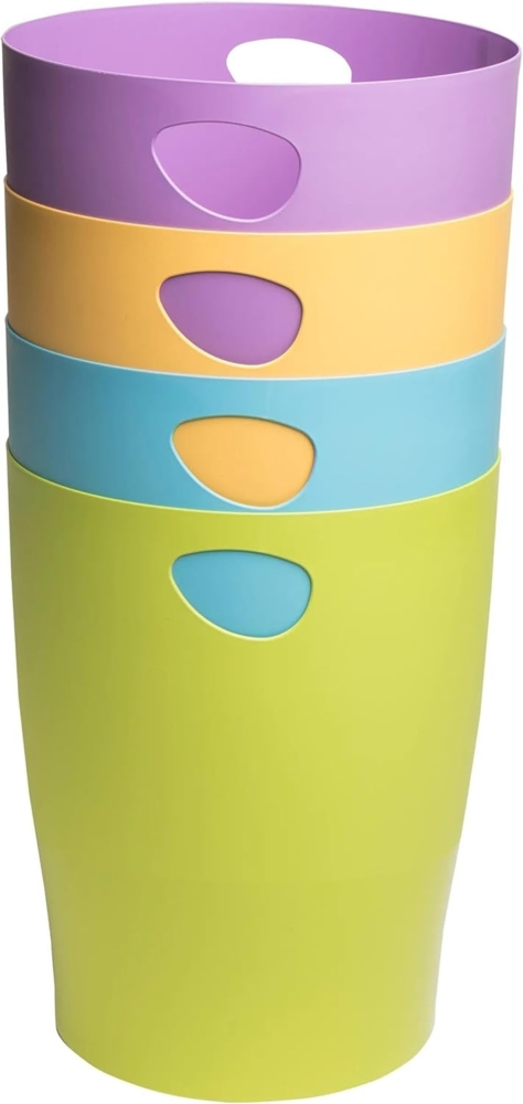 EXACOMPTA - Ref. 453909D – Karton mit 8 Papierkörben mit Griffen ECOBIN Pop N'Co – großes Fassungsvermögen 15 l – Maße 26,3 x 26,3 x 33,5 cm – für Büro oder Zuhause – verschiedene lebendige Farben Bild 1