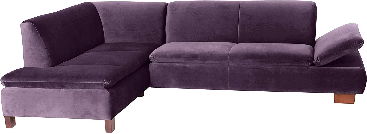 Terrence Ecksofa Samtvelours Purple Buche Nussbaumfarben Bild 1