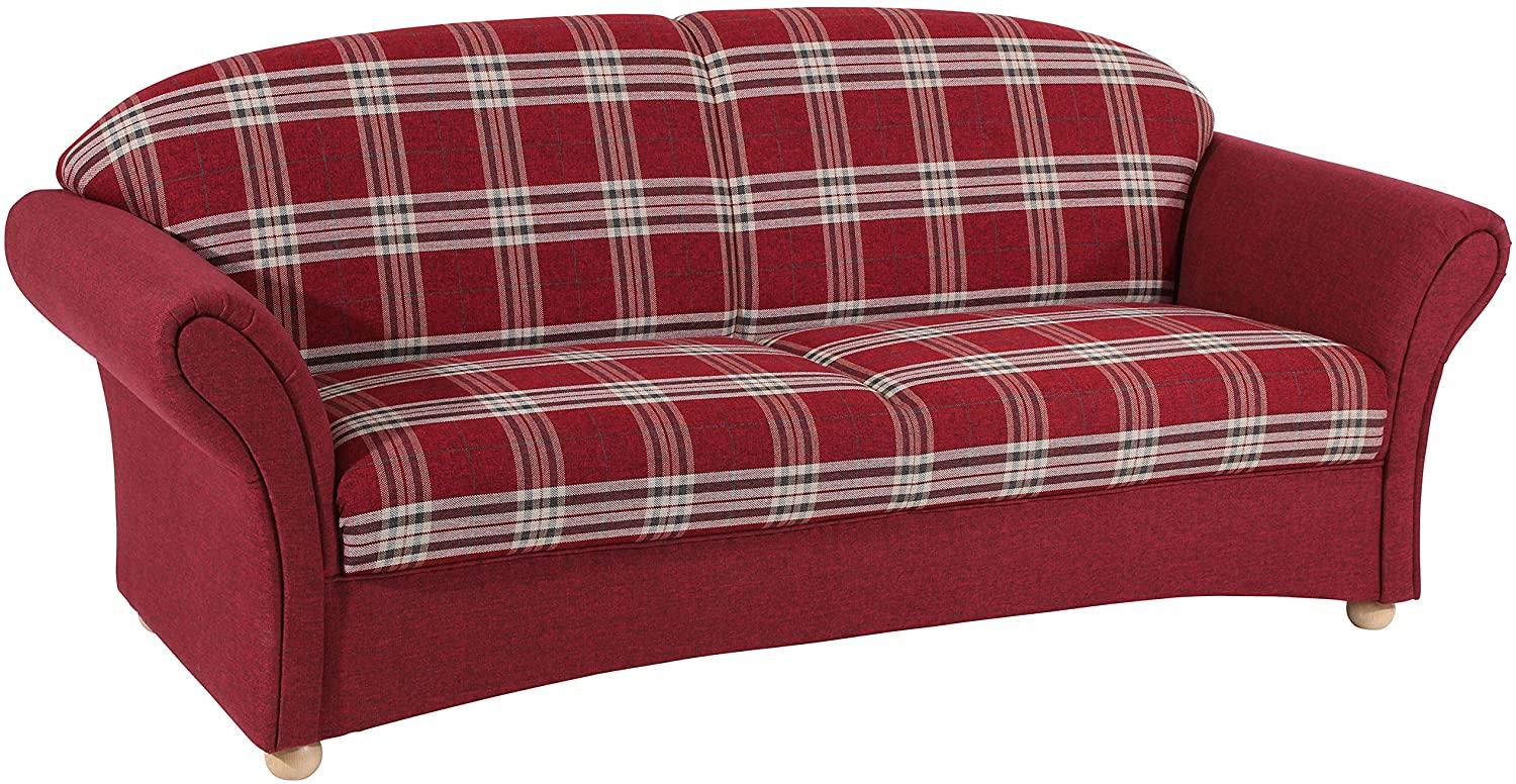 Corona Sofa 2,5-Sitzer Flachgewebe Rot Buche Natur Bild 1