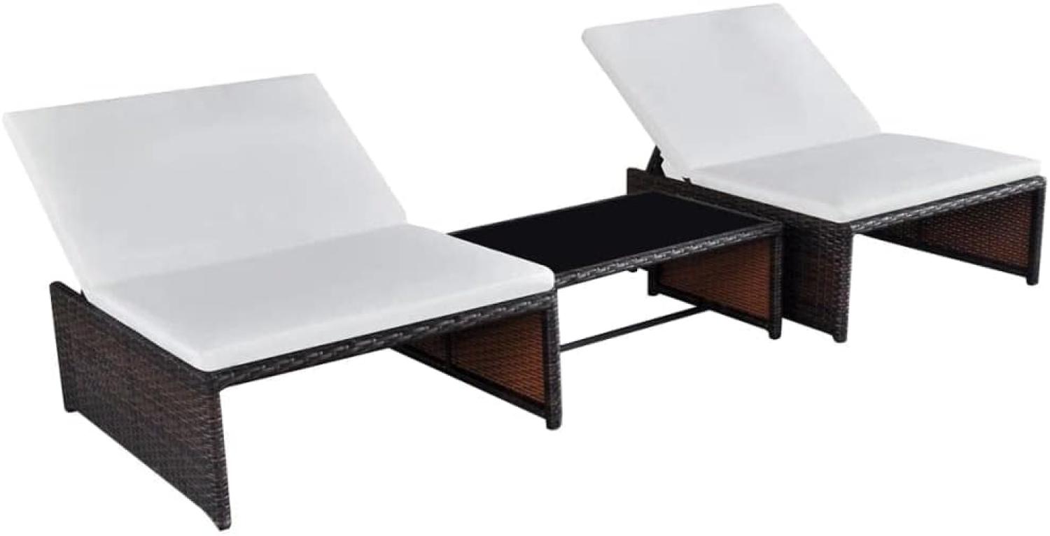 vidaXL Outdoor-Lehnstühle 2 Stk. mit Tisch Braun Poly Rattan 43068 Bild 1