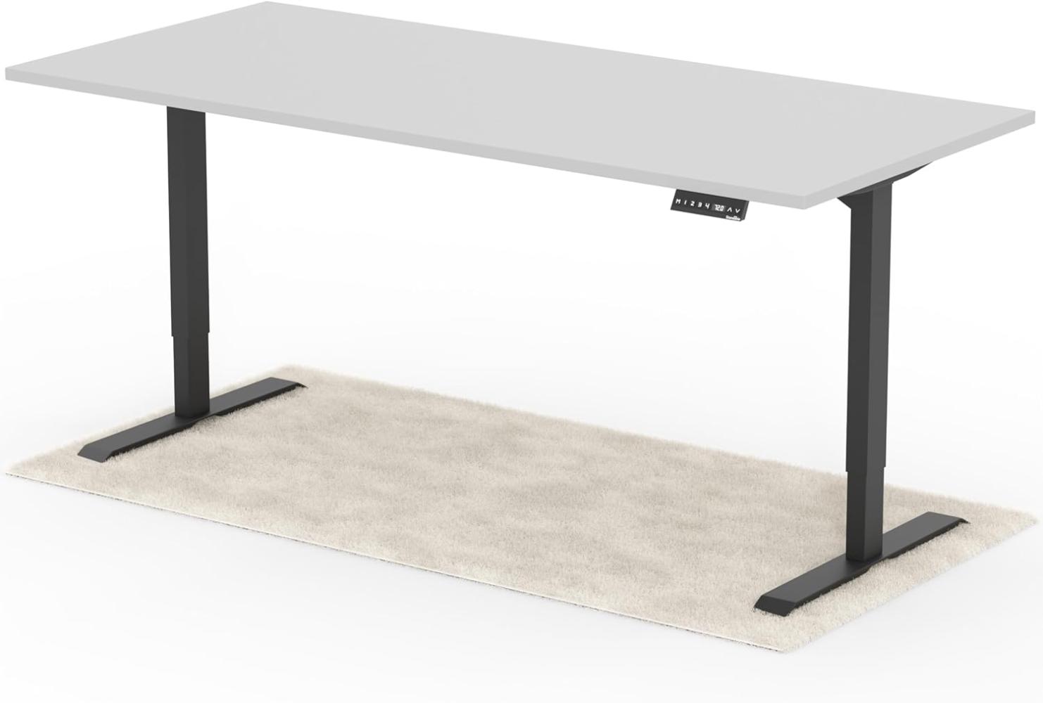 elektrisch höhenverstellbarer Schreibtisch DESK 200 x 90 cm - Gestell Schwarz, Platte Grau Bild 1