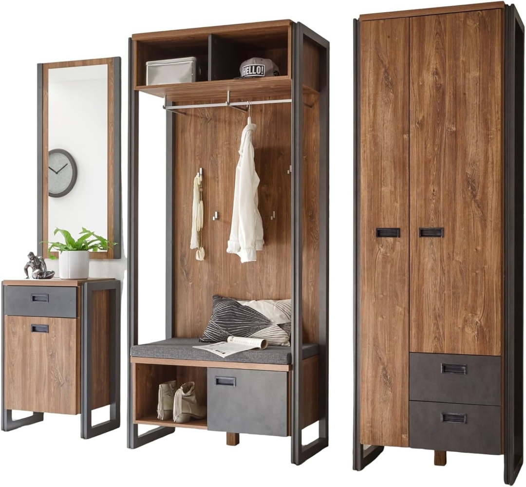 Garderobe Set Auburn Eiche Stirling und Matera grau 235 x 202 cm Bild 1