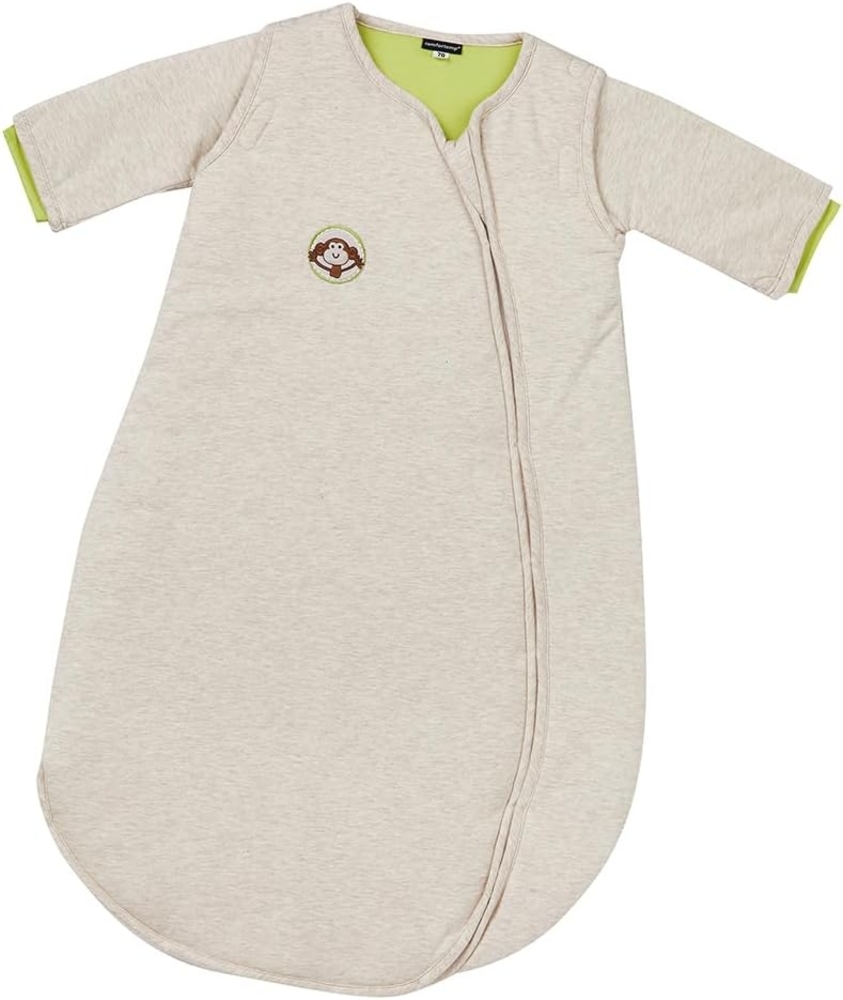 Gesslein Baby Schlafsack Bubou, Ganzjahres-Schlafsack mit Temperaturregulierung (optimale Passform, langer Reißverschluss, 110), beige mit Affe Motiv Bild 1