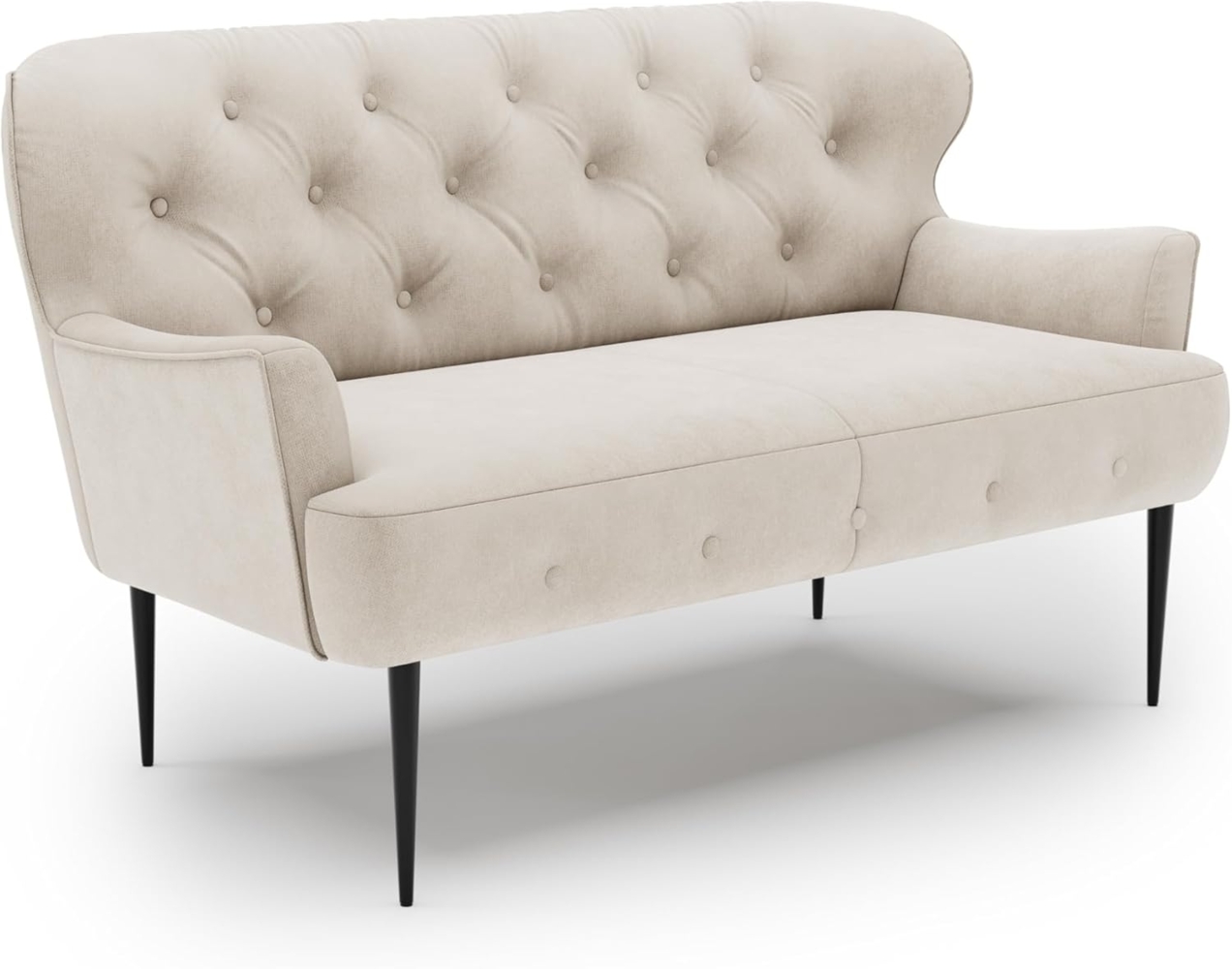 CAVADORE 2-Sitzer Küchensofa Amba, Trendige Sitzbank für Küche oder Esszimmer / 153 x 97 x 87 / Hochwertiges Flachgewebe: Naturweiß Bild 1